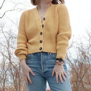 Yellow Everlane the Texture Cotton Cardigan